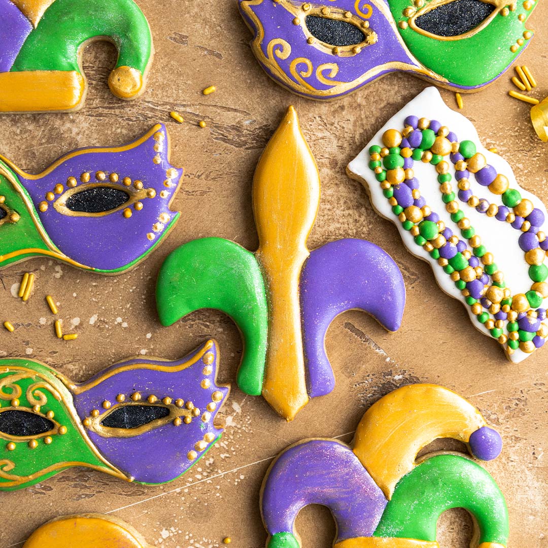 Mardi Gras Decorated Cookie Set